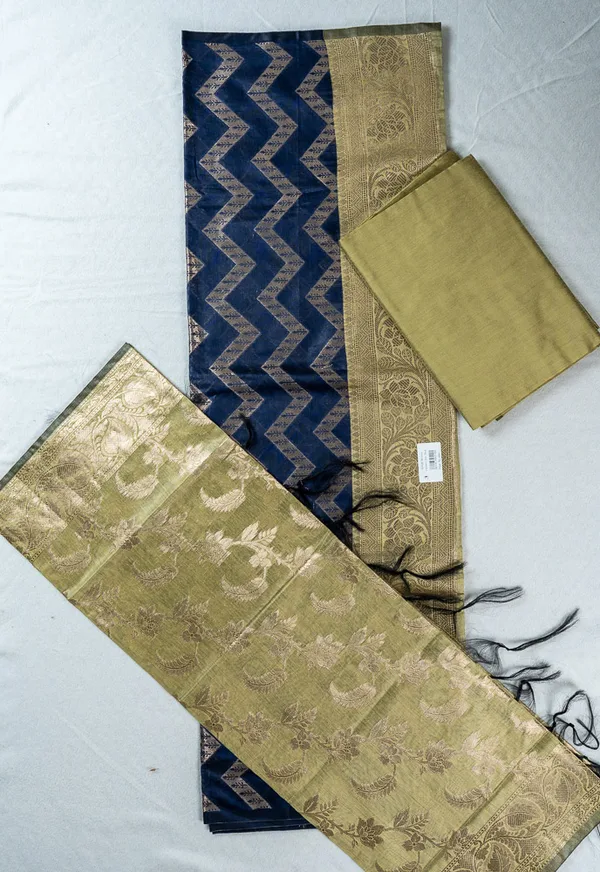 Dress Materials - Chandari Cotton - Blue