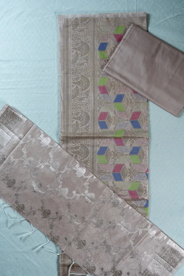 Dress Materials - Chandari Cotton - Halfwhite